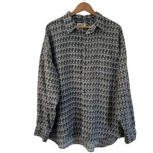 Mens 100% Silk Button Up Shirt Size XL Long Sleeve